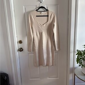 Abercrombie & Fitch Cream Long-Sleeve Knit Dress